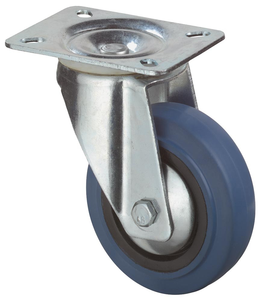 Produktbild von 4er Set Transportrollen 125mm – 2 Feste + 2 Lenkbare Rollen Mit Feststeller, Traglast 300 Kg